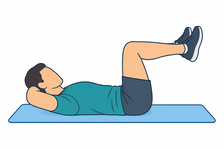Abdominal bicicleta, posição inicial