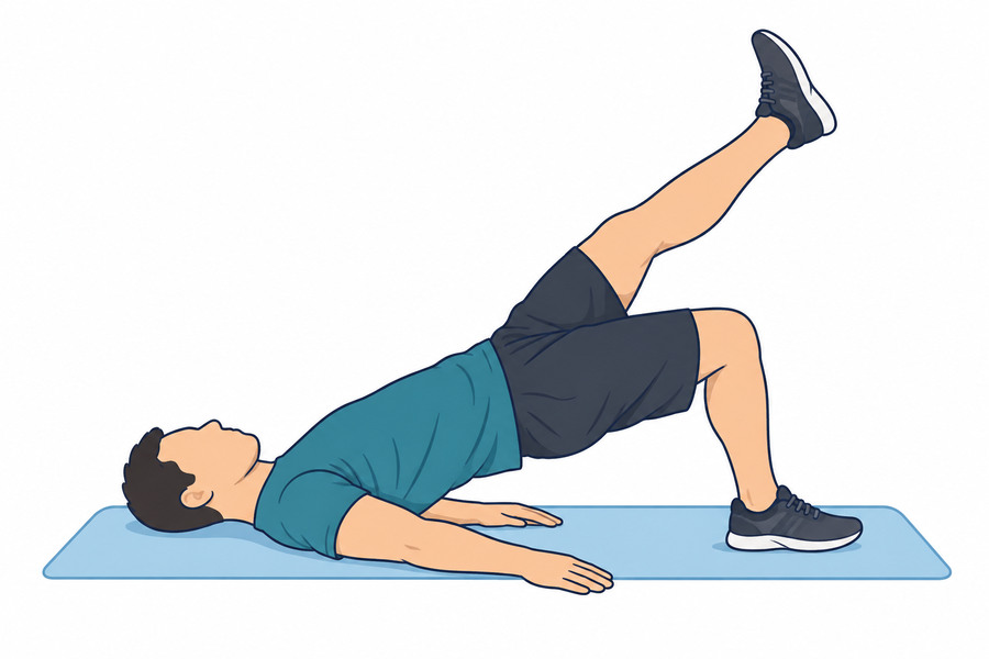 Ponte unilateral, quadril elevado